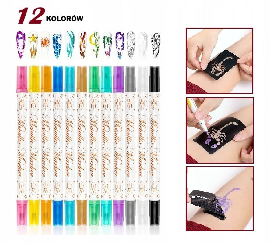 SET FOR MAKING TATTOOS WITH PENS AND TEMPLATES TATTOOS FOR CHILDREN LARGE Packaging status original