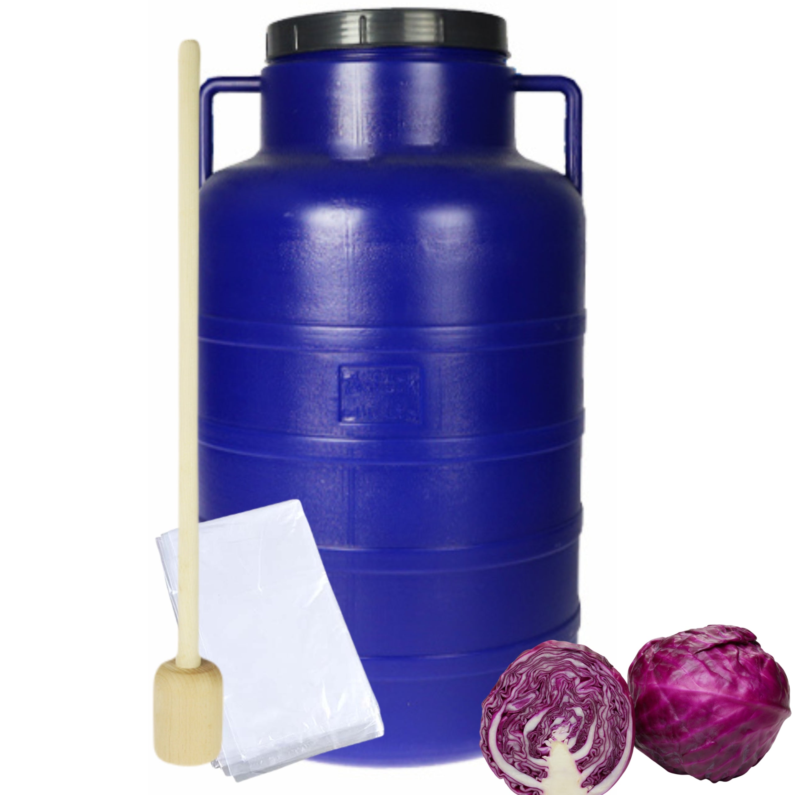 SET FOR PICKLING CABBAGE BARREL 60L BAG + PESTLE LID