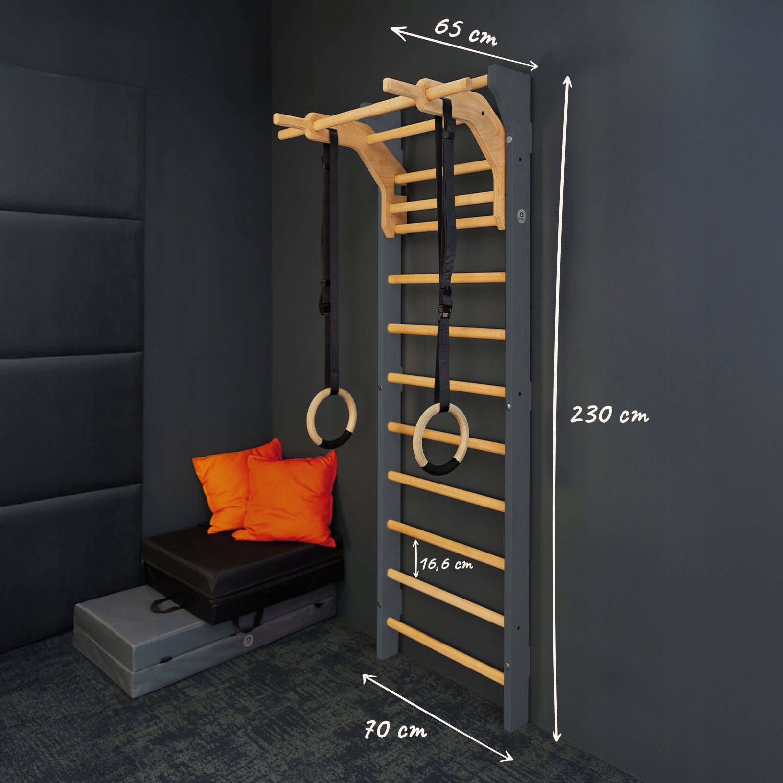 SET Gymnastic ladder PREMIUM ONMAX NORD 230cm + LUXO STATION Graphite Manufacturer code ZNiLU-A
