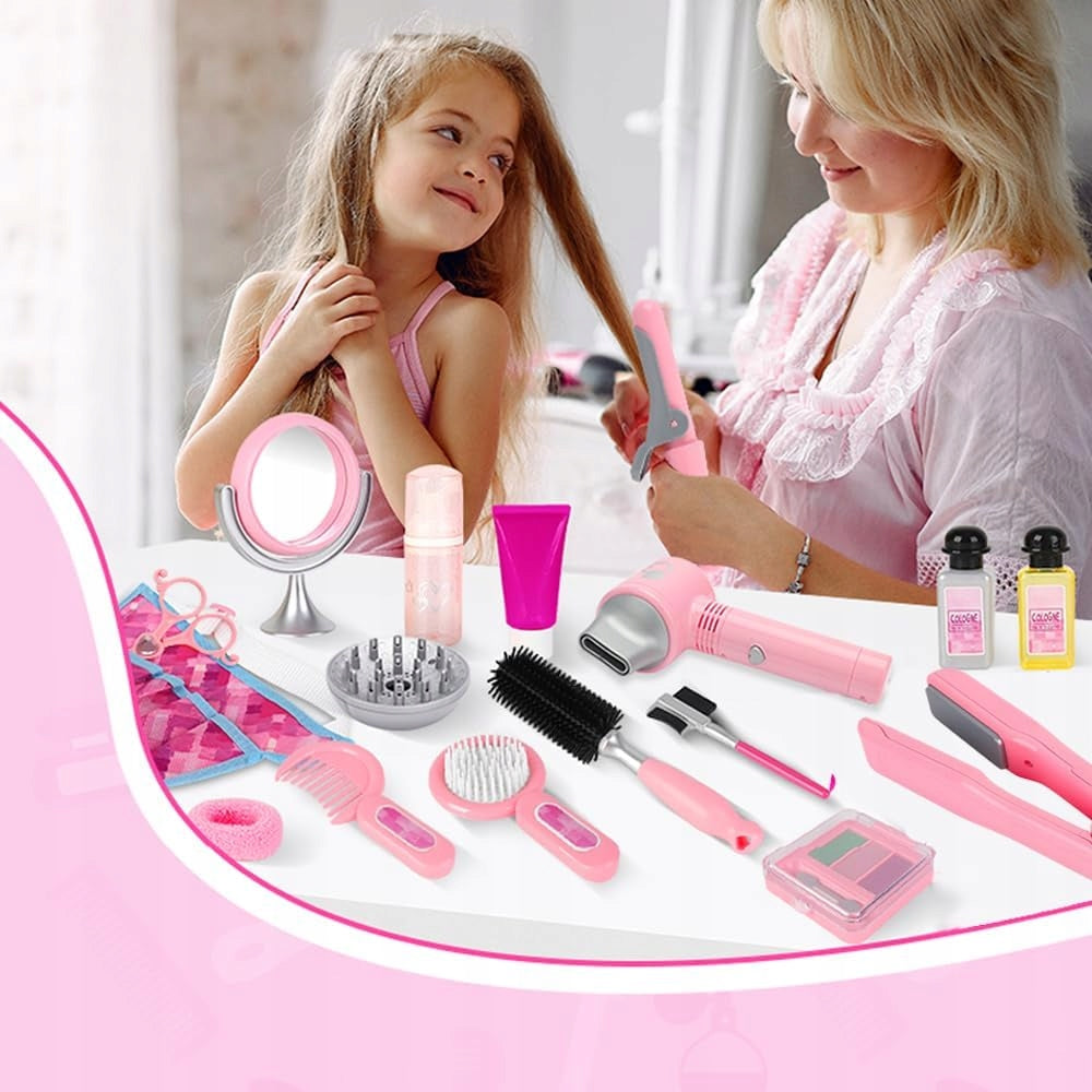 SET HAIRDRESSING SUITCASE 35 ELEMENTS GIRL DRYER CURLING IRON MIRROR Packaging status original