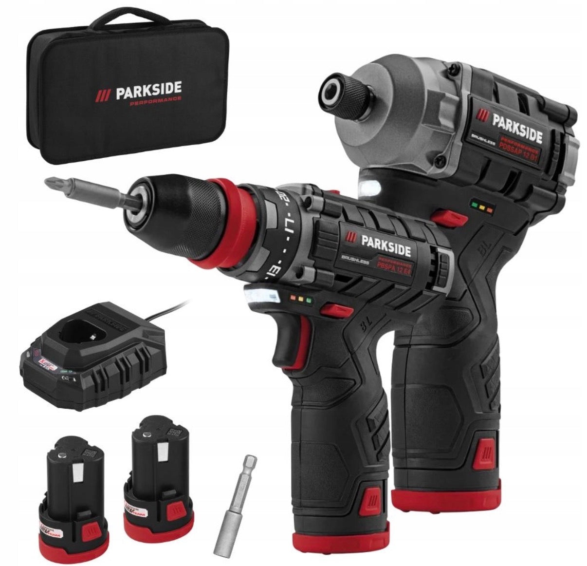 SET IMPACT WRENCH PDSSAP 12 B1 PARKSIDE+DRILL SCREWDRIVER 12V PBSPA