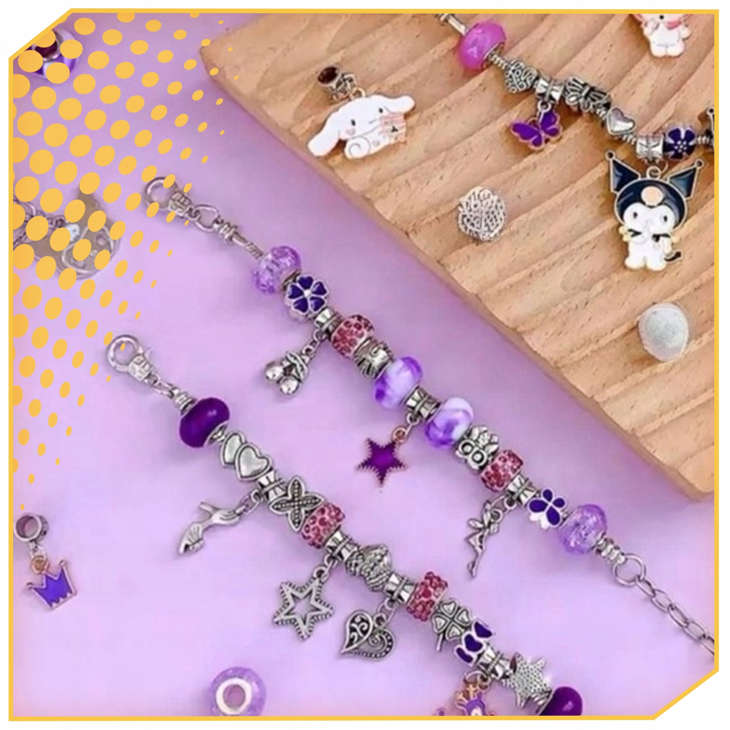 SET KUROMI BEADS ELEMENTS FOR MAKING JEWELRY BRACELETS CHARMS Manufacturer code Koraliki Kuromi elemnty do bransoletek Charms