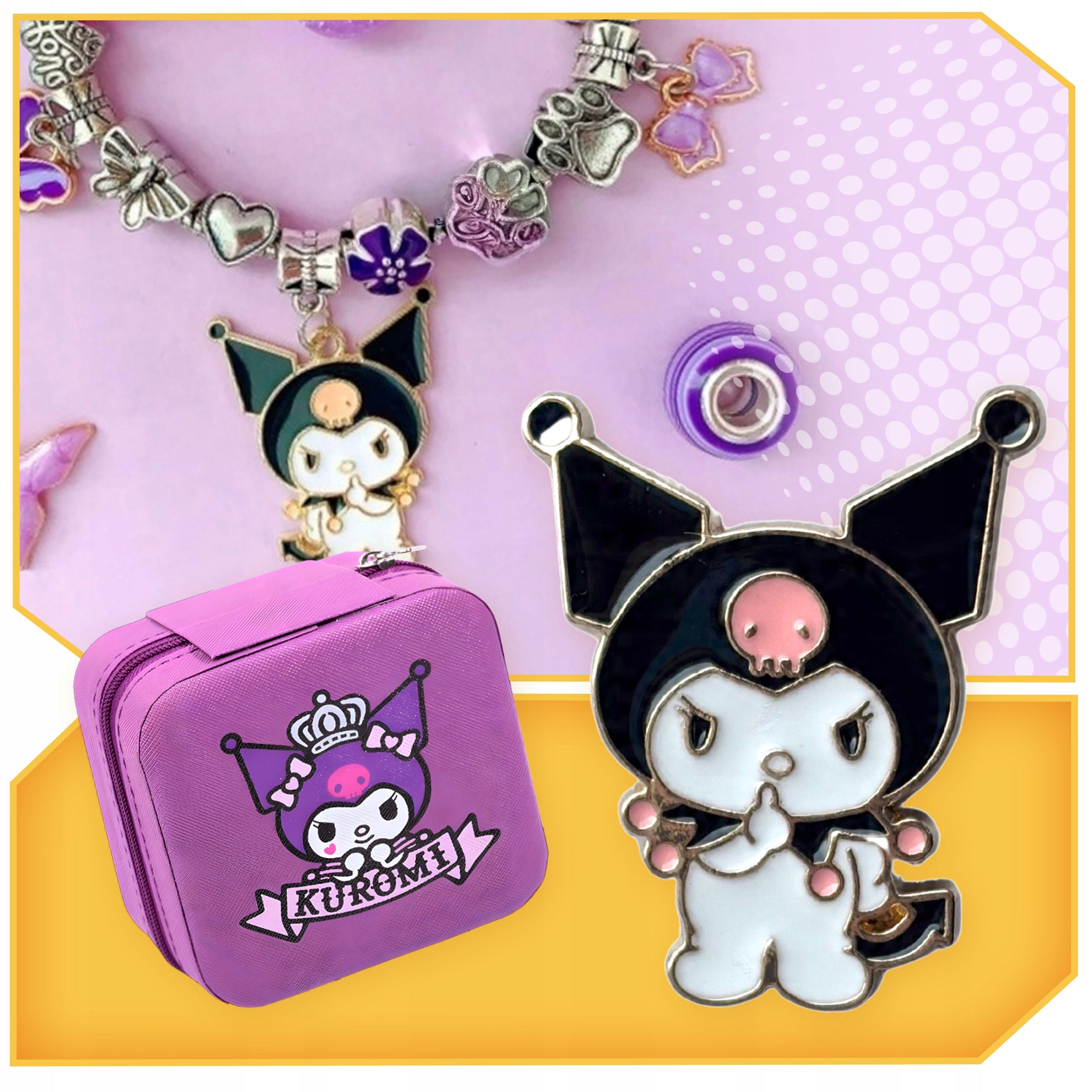 SET KUROMI BEADS ELEMENTS FOR MAKING JEWELRY BRACELETS CHARMS Packaging status original
