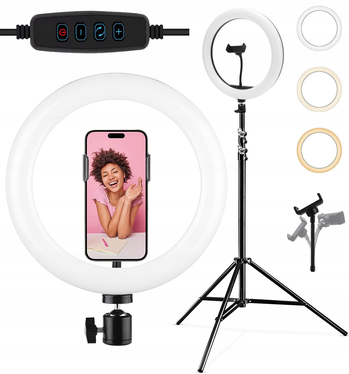 SET LED RING LAMP RING 32cm FOR MAKEUP SELFIE + TRIPOD 210cm