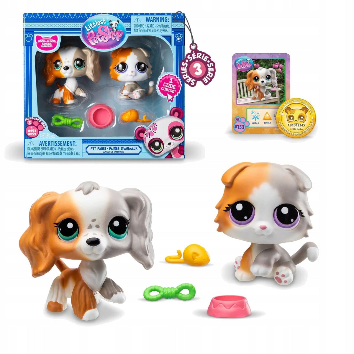 SET LITLEST PET SHOP LOOKALIKES 2 FIGURES AND ACCESSORIES SERIES 3 #152 #153