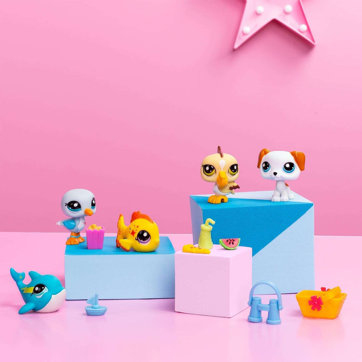 SET LITTLEST PET SHOP ANIMALS BEACH BESTIES FIGURINES + ACCESSORIES Manufacturer code 00517