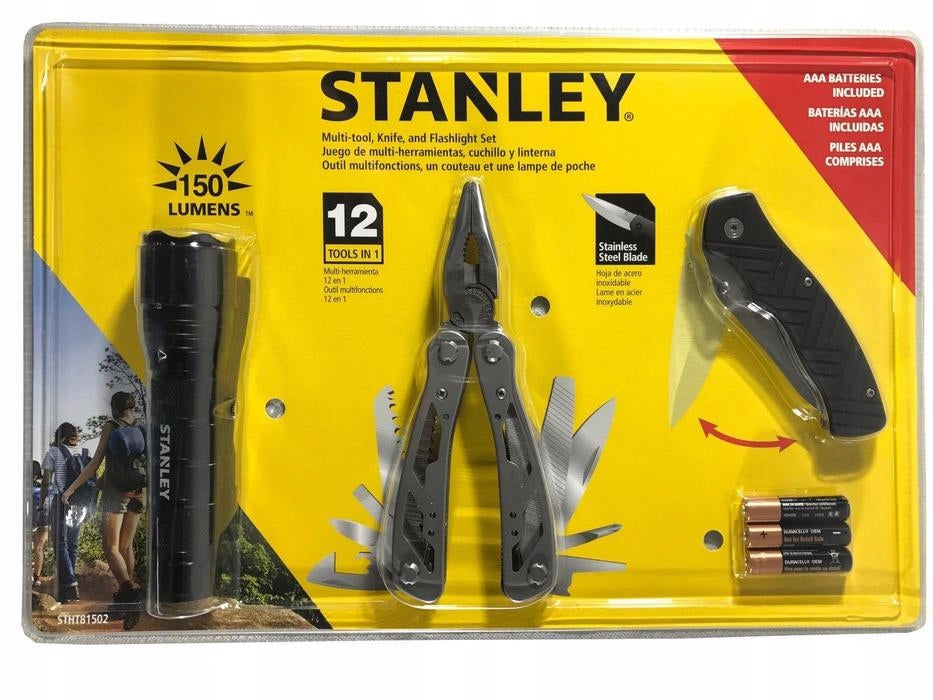 SET MULTITOOL 12IN1+KNIFE +FLASHLIGHT GIFT STANLEY
