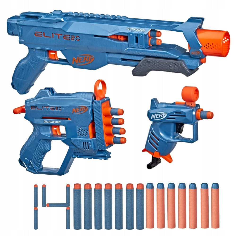 SET NERF ELITE 2.0 3 LAUNCHERS PISTOL RIFLE SHOTGUN AND ARROWS