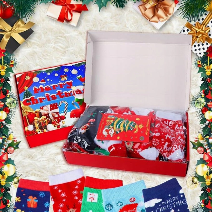 SET OF 12 PAIRS OF SOCKS CHRISTMAS SOCKS COTTON CHRISTMAS PATTERNS Packaging status original