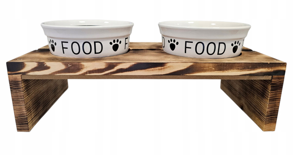 SET OF 2 CERAMIC BOWLS ON WOODEN STAND FOR DOG AND CAT 2x1600 ml Brand Trixie