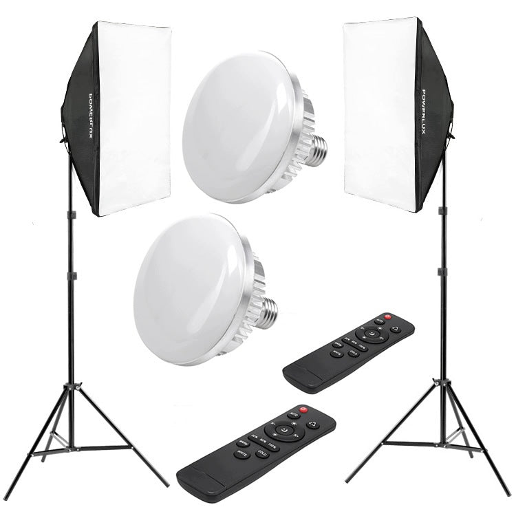 SET OF 2 x LED LAMP 850W 5500K with remote control SOFTBOX 50x70cm E27 tripod 215cm Manufacturer code LC2S1507S83L85