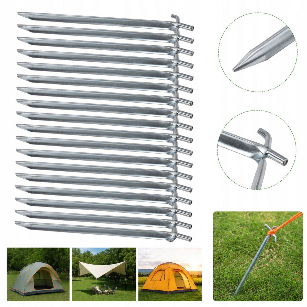 SET OF 20 ANCHOR PINS TO STABILIZE THE TARP TARPAULIN TENT