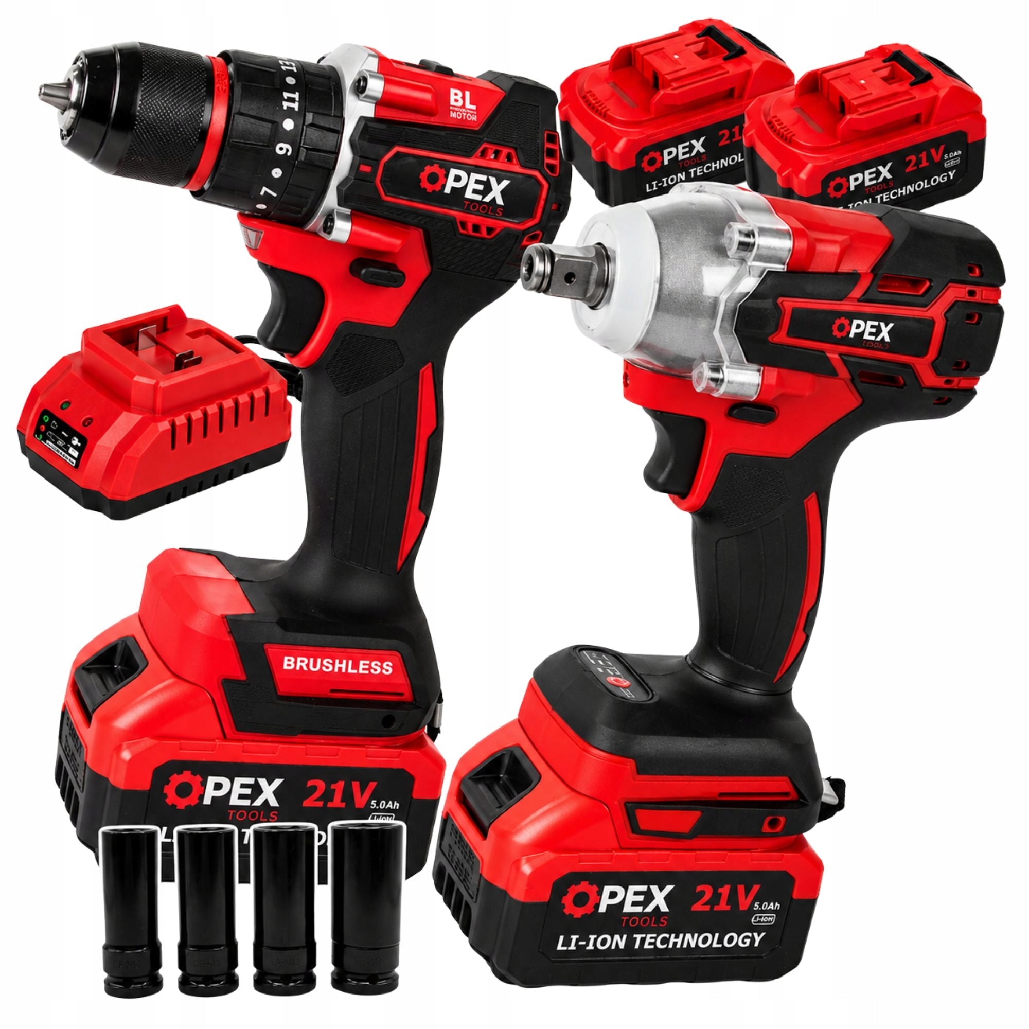 SET OF 2IN1 DRILL-DRIVER + IMPACT WRENCH BATTERY 2xAKU 21V 3Ah