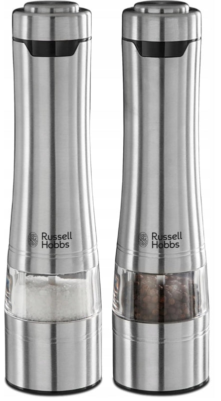 SET OF 2X SALT AND PEPPER GRINDER RUSSELL HOBBS ELECTRIC WITH ADJUSTMENT Manufacturer code Zestaw 2 sztuk młynków elektrycznych