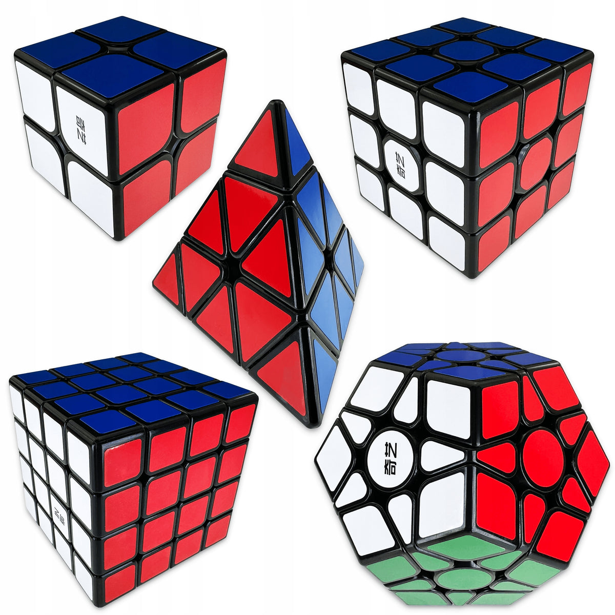 SET OF 2X2 + 3X3 + 4X4 + Pyramid + Megaminx QiYi ORIGINAL CUBE