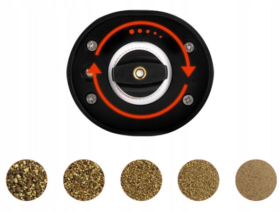 SET OF 2x ELECTRIC GRAVITY GRINDER FOR PEPPER AND SALT SPICES BLACK Brand Huslog
