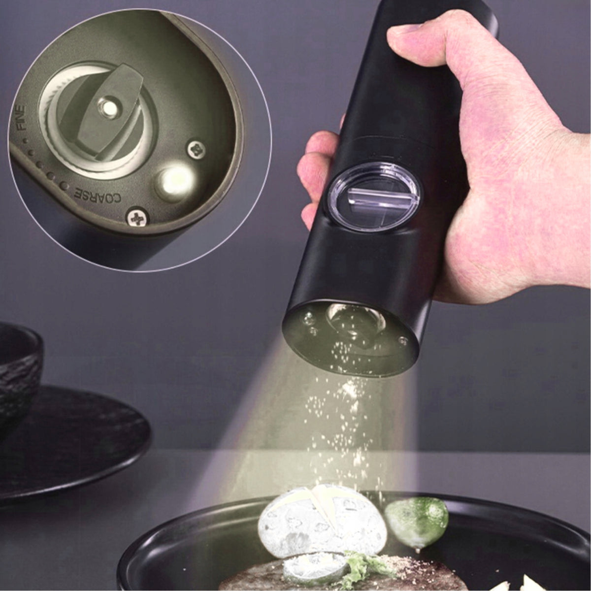 SET OF 2x ELECTRIC GRINDER FOR PEPPER SALT SPICES + STAND Manufacturer code SP590
