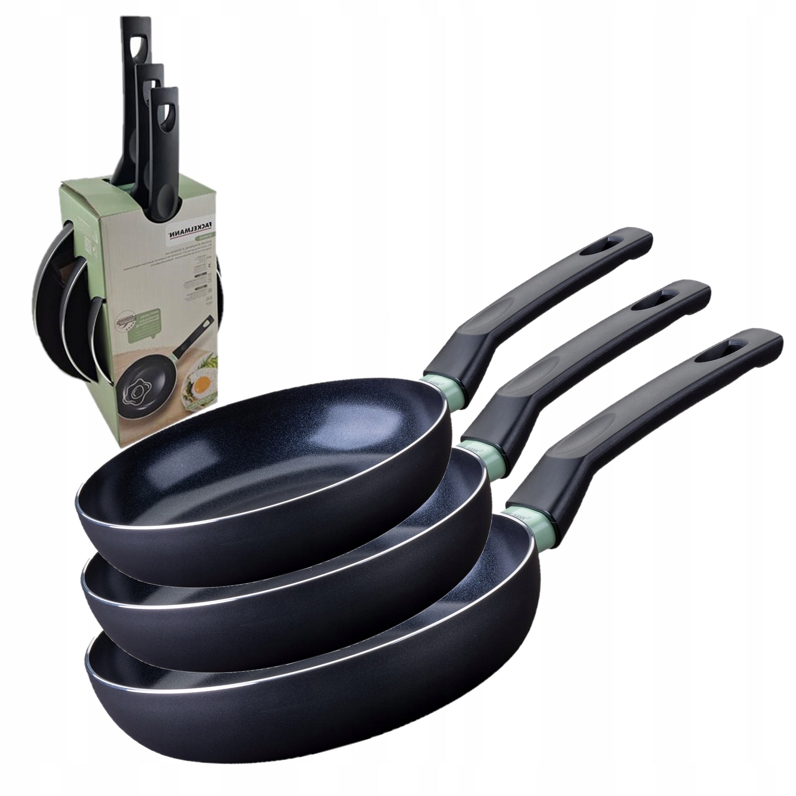 SET OF 3 PAN BRANDAO Fackelmann 16/20/24CM CERAMIC ECO FOR GAS INDUCTION
