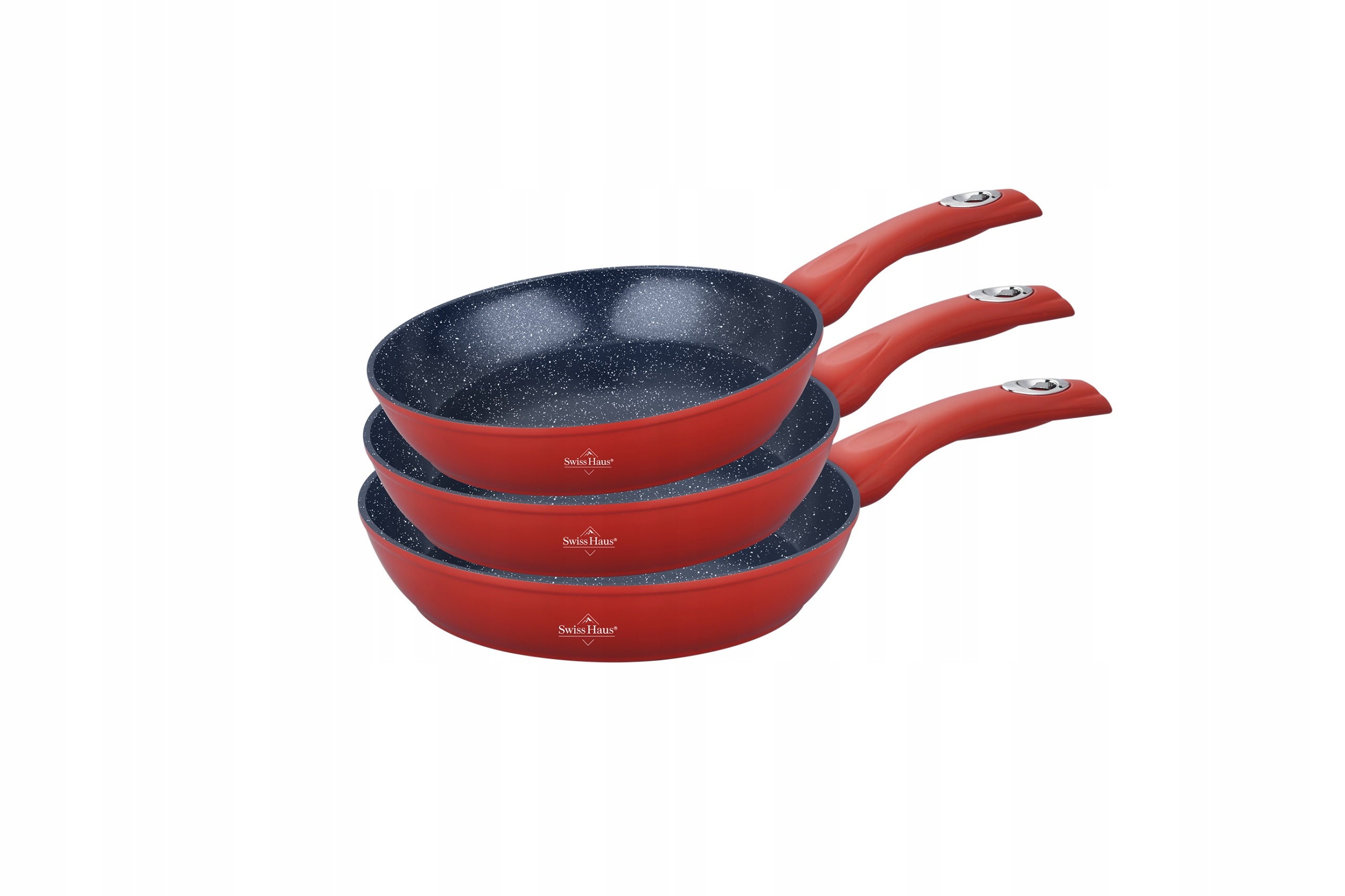 SET OF 3 PANS 20/24/28- ESSENTIAL IN EVERY KITCHEN INDUCTION GAS RED