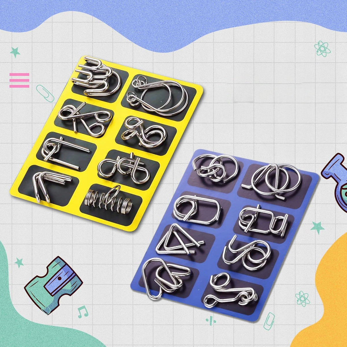SET OF 32 METAL PUZZLE RINGS IQ PUZZLE FOR ADULT CHILDREN Brand Bedee