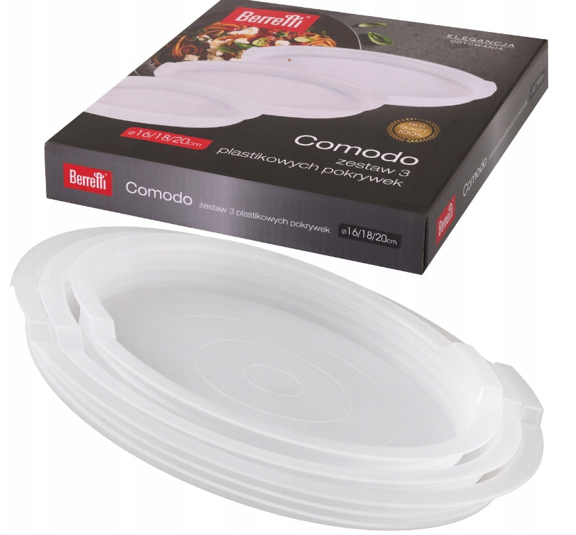 SET OF 3PCS COVERS SET OF PLASTIC LIDS BERRETTI COMODO 16 18 20CM EAN (GTIN) 5902041308860
