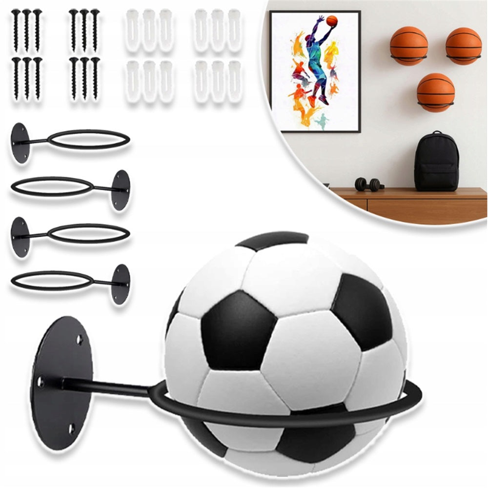 SET OF 4 BALL HANGER BALL HOLDER METAL HOOK WHEEL BLACK