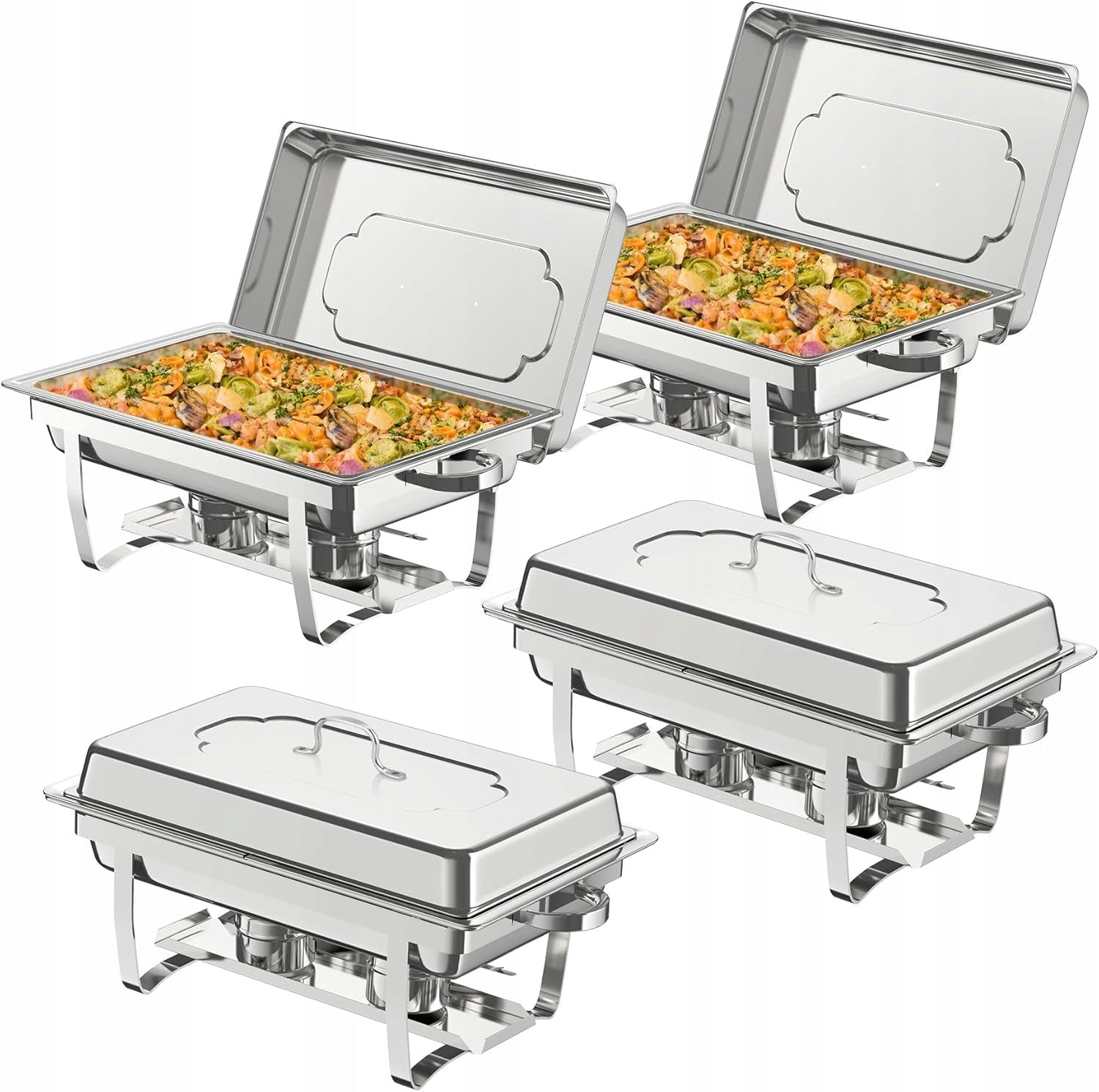 SET OF 4 HEATER DISHES 32x66 CM BEMAR CATERING WEDDINGS STAINLESS STEEL