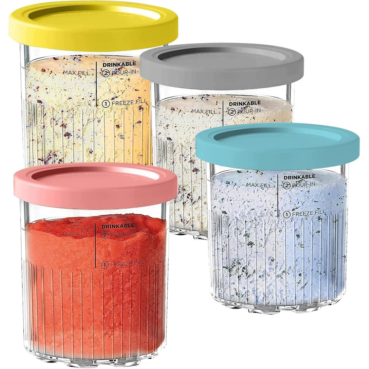 SET OF 4 X Ice cream containers FOR NINJA Creami NC501EU NC500EU Brand no brand