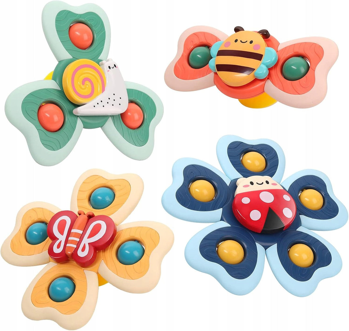 SET OF 4 x SPINNER TOY WITH SUCTION CUP SENSORY VANMOR