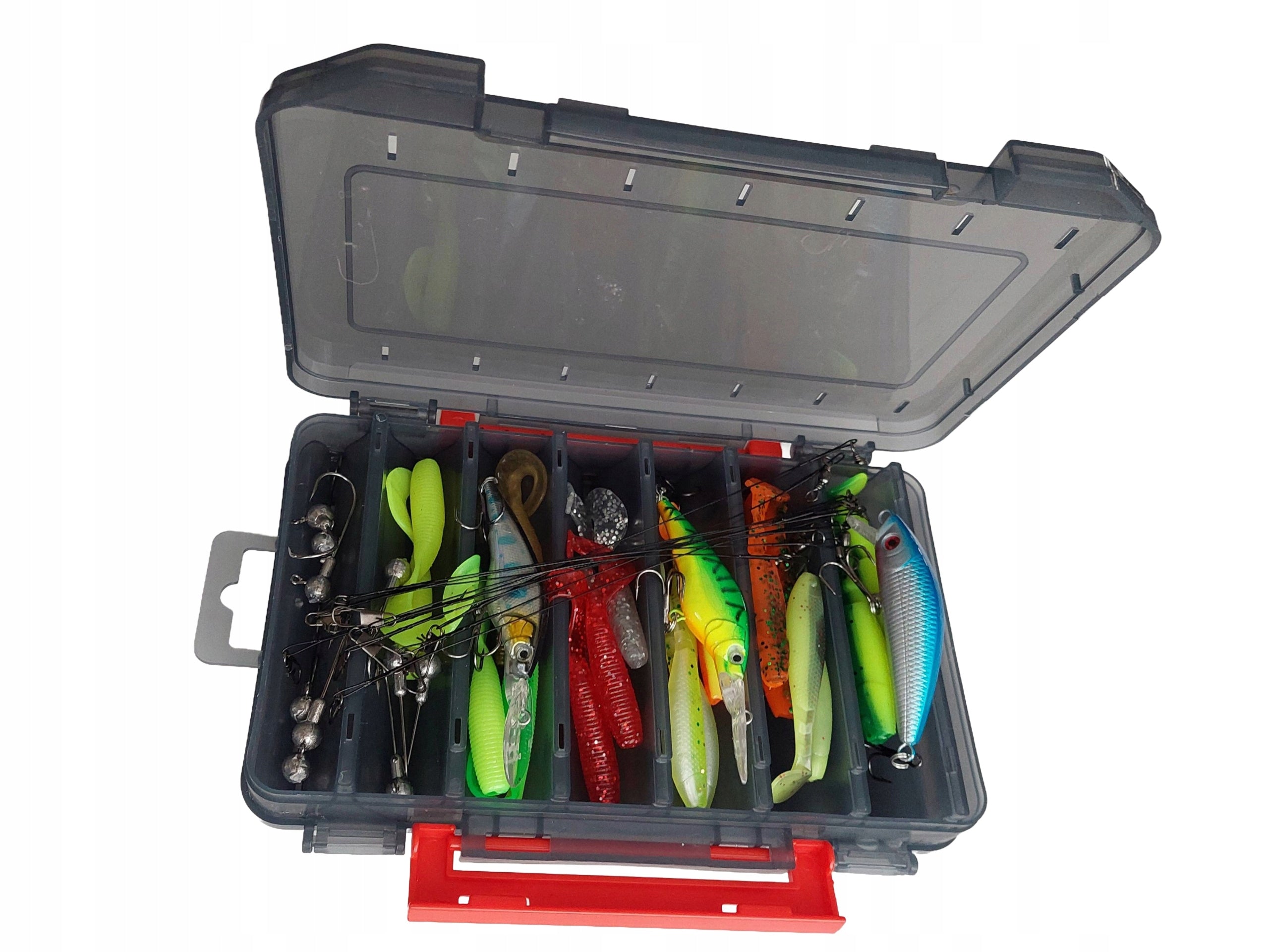 SET OF 46pcs Fishing LURES FOR SPINNING +BOX ripper wobbler twister Manufacturer code zpudełko-twister