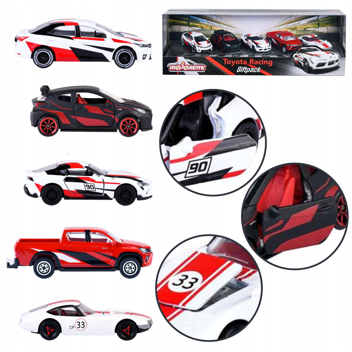 SET OF 5 CARS METAL RACING RESORAKI SPORTS TOYOTA MAJORETTE