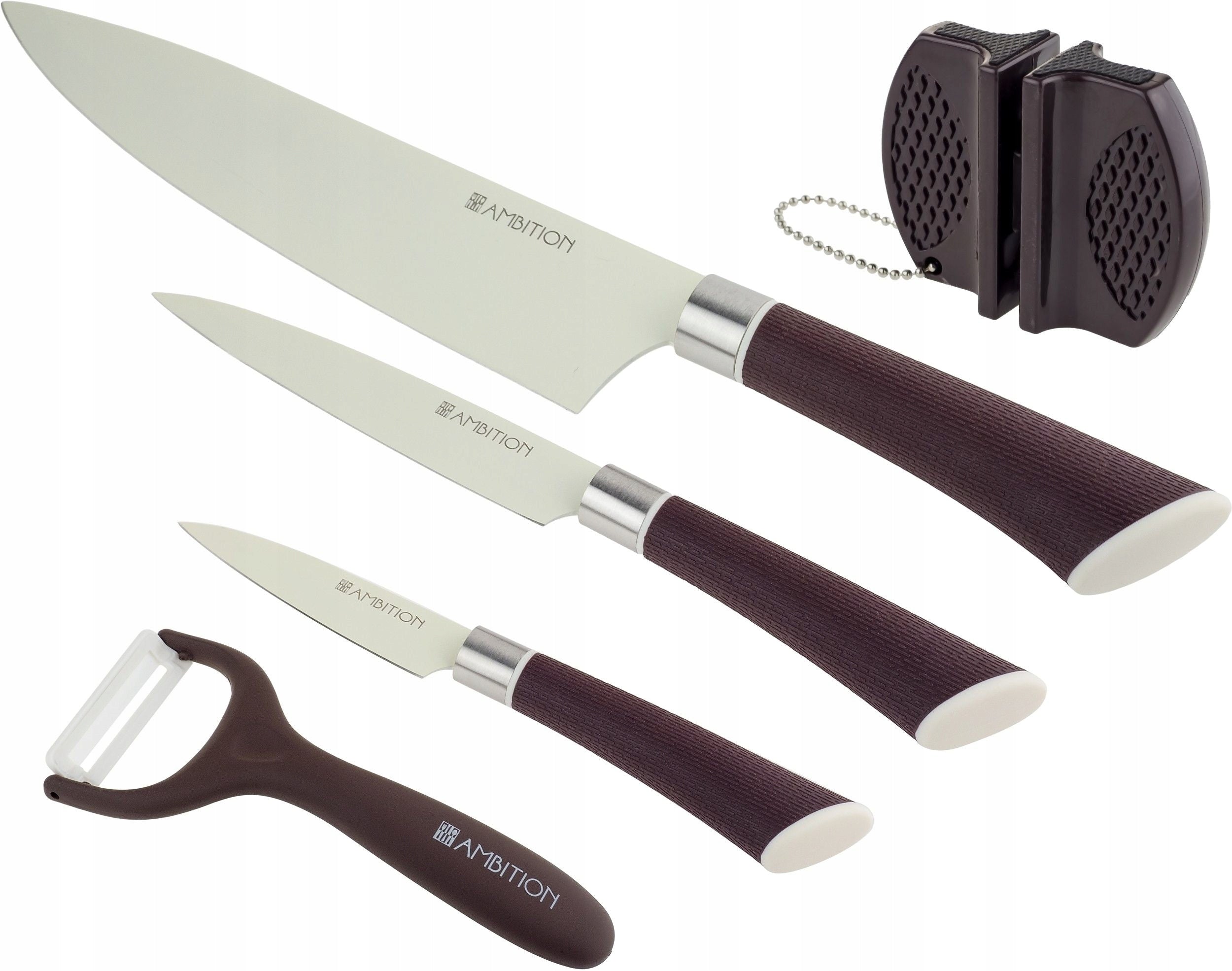 SET OF 5 EL KNIVES WITH SHARPENER AND PEELER