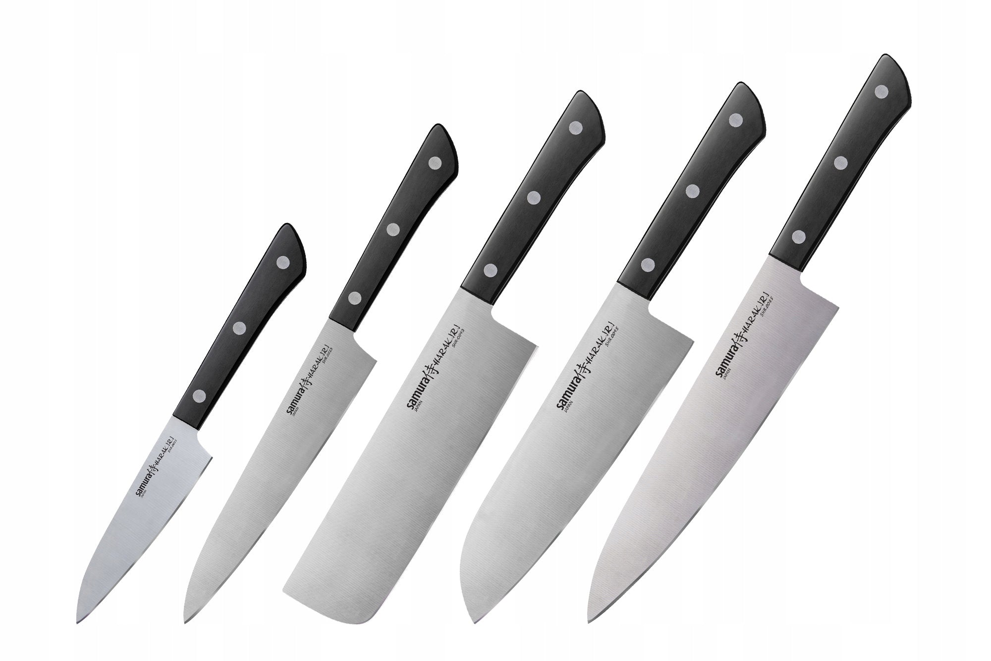 SET OF 5 KITCHEN KNIVES SAMURA HARAKIRI JAPANESE STEEL AUS-8 58HRC