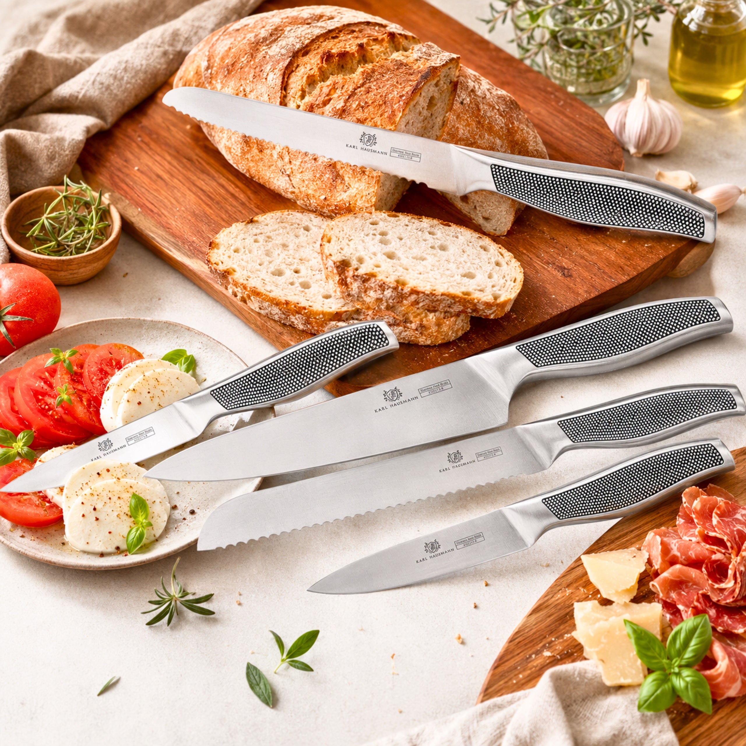 SET OF 5 KITCHEN KNIVES STEEL sharp KNIVES CHEF'S KNIFE 18/0 Packaging status original
