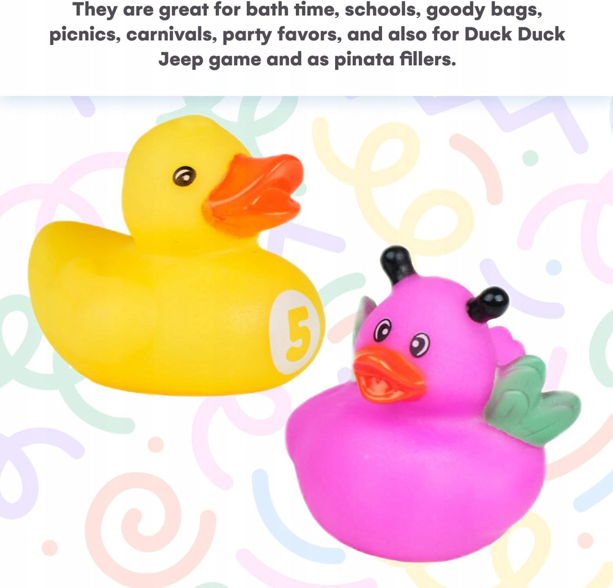 SET OF 50 RUBBER BATH DUCKS TOYS MULTICOLOR FLOAT 5cm Manufacturer code 743841486236