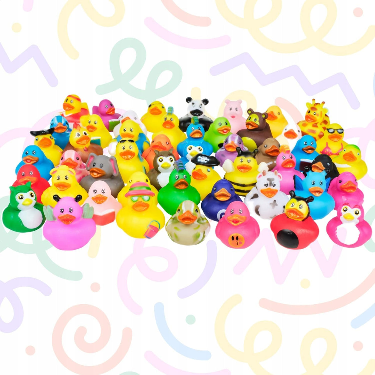 SET OF 50 RUBBER BATH DUCKS TOYS MULTICOLOR FLOAT 5cm Packaging status original