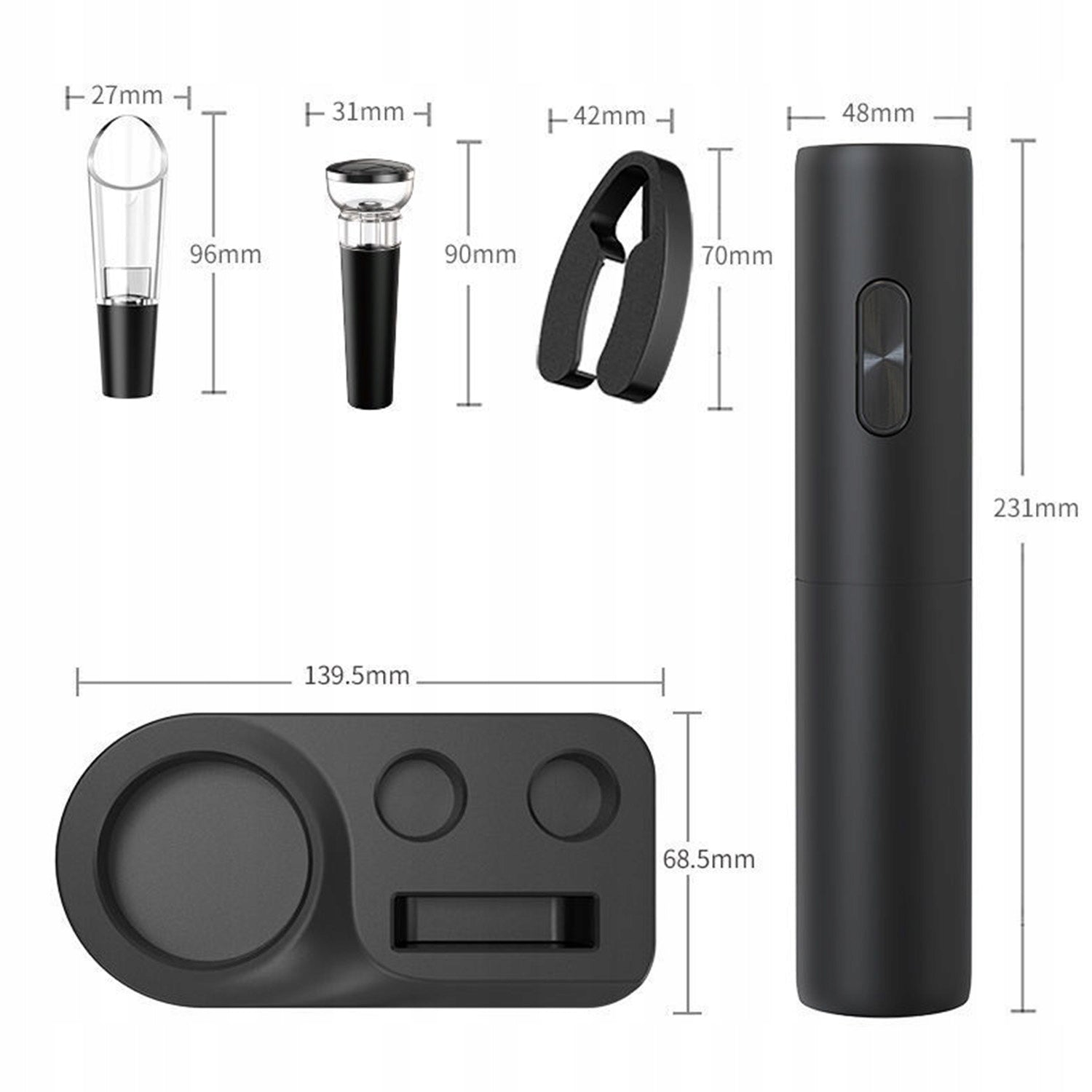 SET OF 5IN1 ELECTRIC WINE CORKSCREW POURER VACUUM STOPPER Manufacturer code OTWIERACZ DO BUTELEK NA ŚLUB GILL IMPREZE 5W1