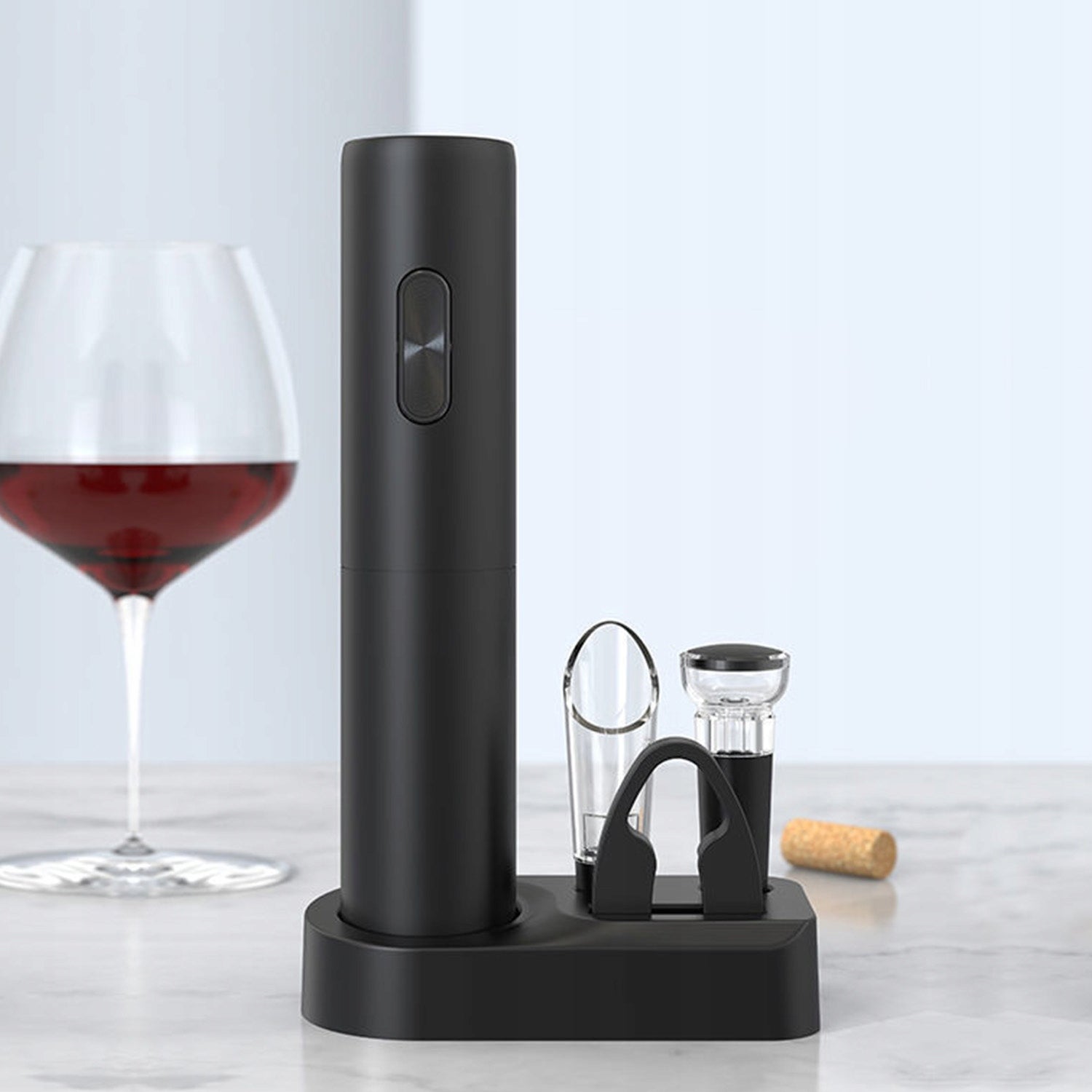 SET OF 5IN1 ELECTRIC WINE CORKSCREW POURER VACUUM STOPPER Packaging status original