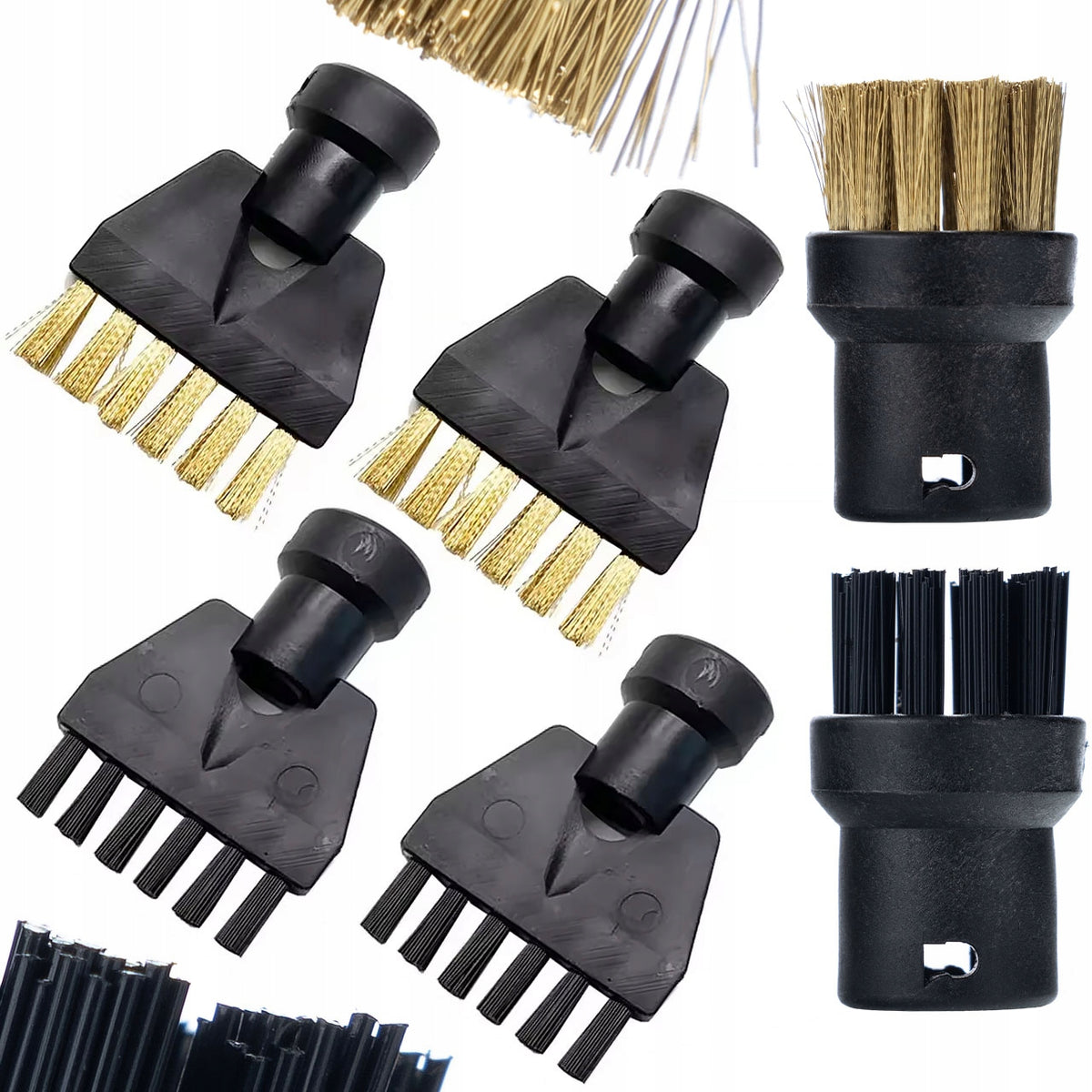 SET OF 6 BRASS BRUSHES AND SYNTHETIC BAYONET FOR KARCHER SC1-SC5 FOR GROUT