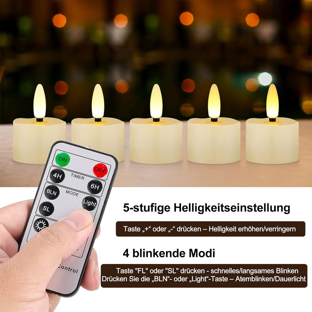 SET OF 6 LED CANDLES REMOTE CONTROL TIMER WARM USB LIGHT Brand no brand
