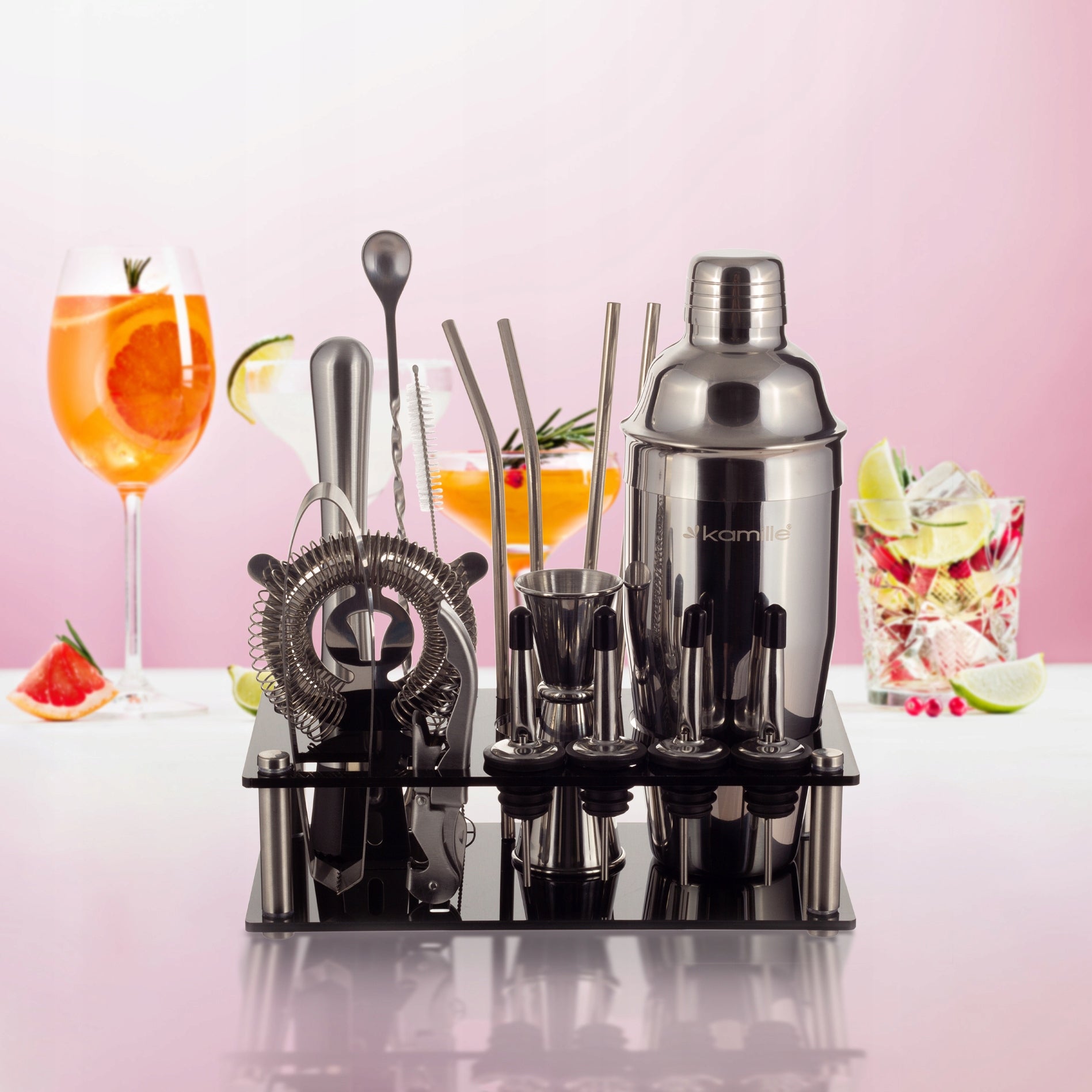 SET OF BARTENDING SHAKER FOR COCKTAIL DRINKS KAMILLE Manufacturer Kamille