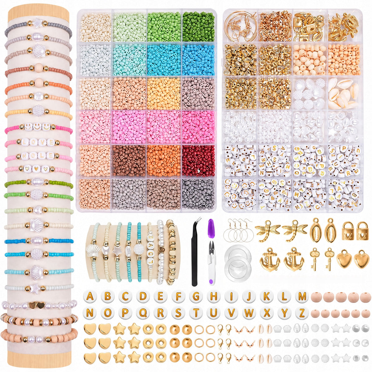 SET OF BEADS FOR MAKING BRACELETS LETTERS Glass Bead CREATING GIFT 12000EL