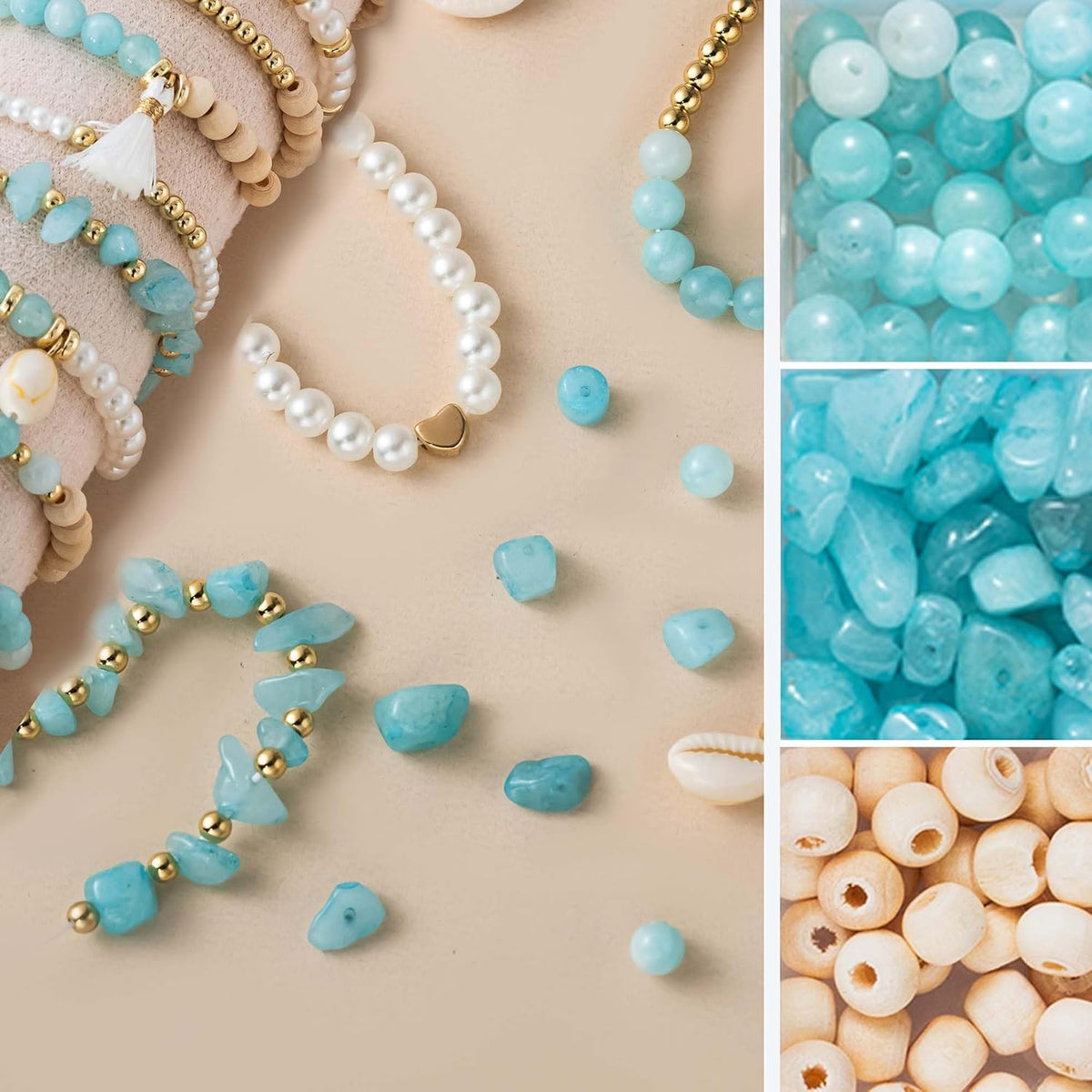SET OF BEADS FOR MAKING BRACELETS LETTERS Natural stone CREATING GIFT 1200+ Manufacturer code al26051302