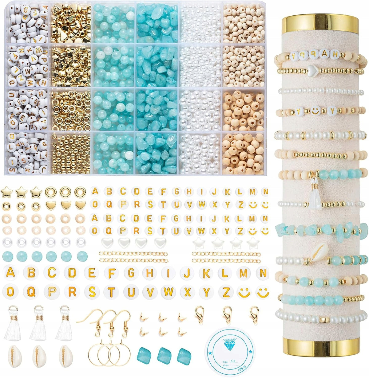 SET OF BEADS FOR MAKING BRACELETS LETTERS Natural stone CREATING GIFT 1200+