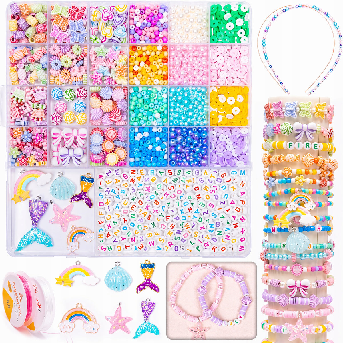 SET OF BEADS FOR MAKING BRACELETS NECKLACES BEADS DIY GIFT 2200el+