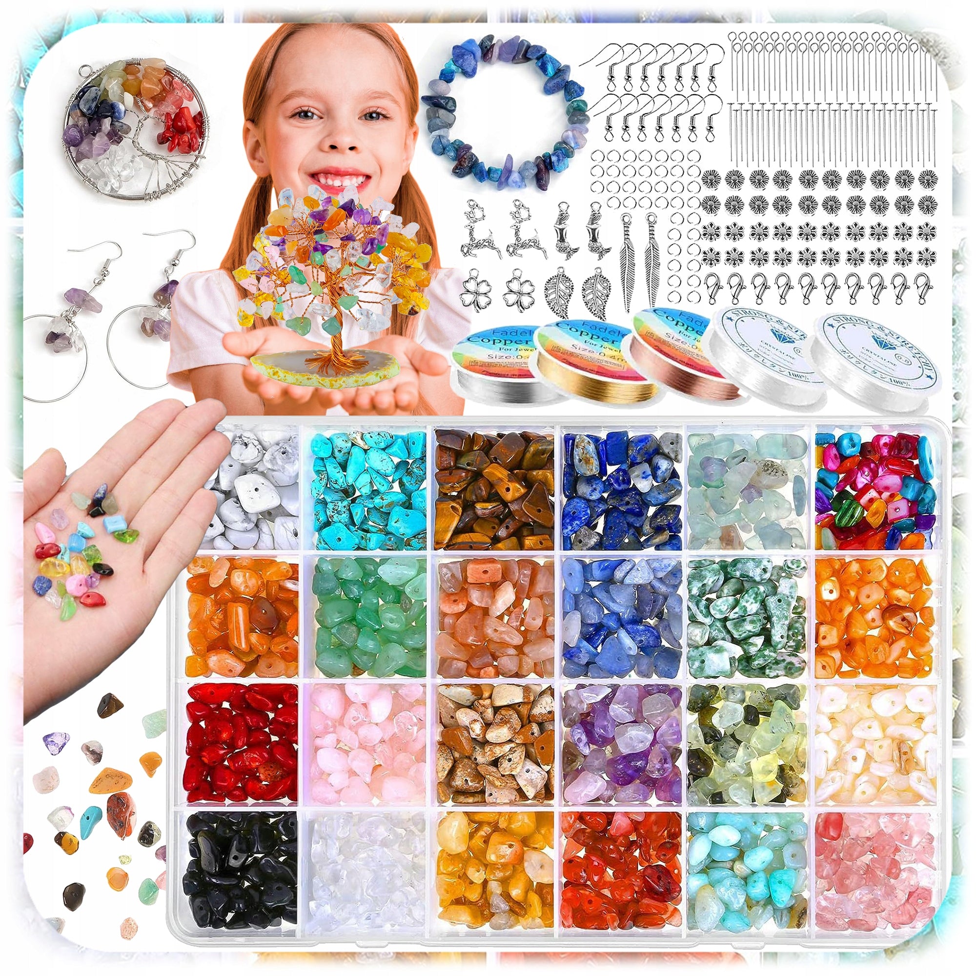 SET OF BEADS FOR MAKING JEWELRY BRACELETS WITH STONES 1203EL GIFT Packaging status original