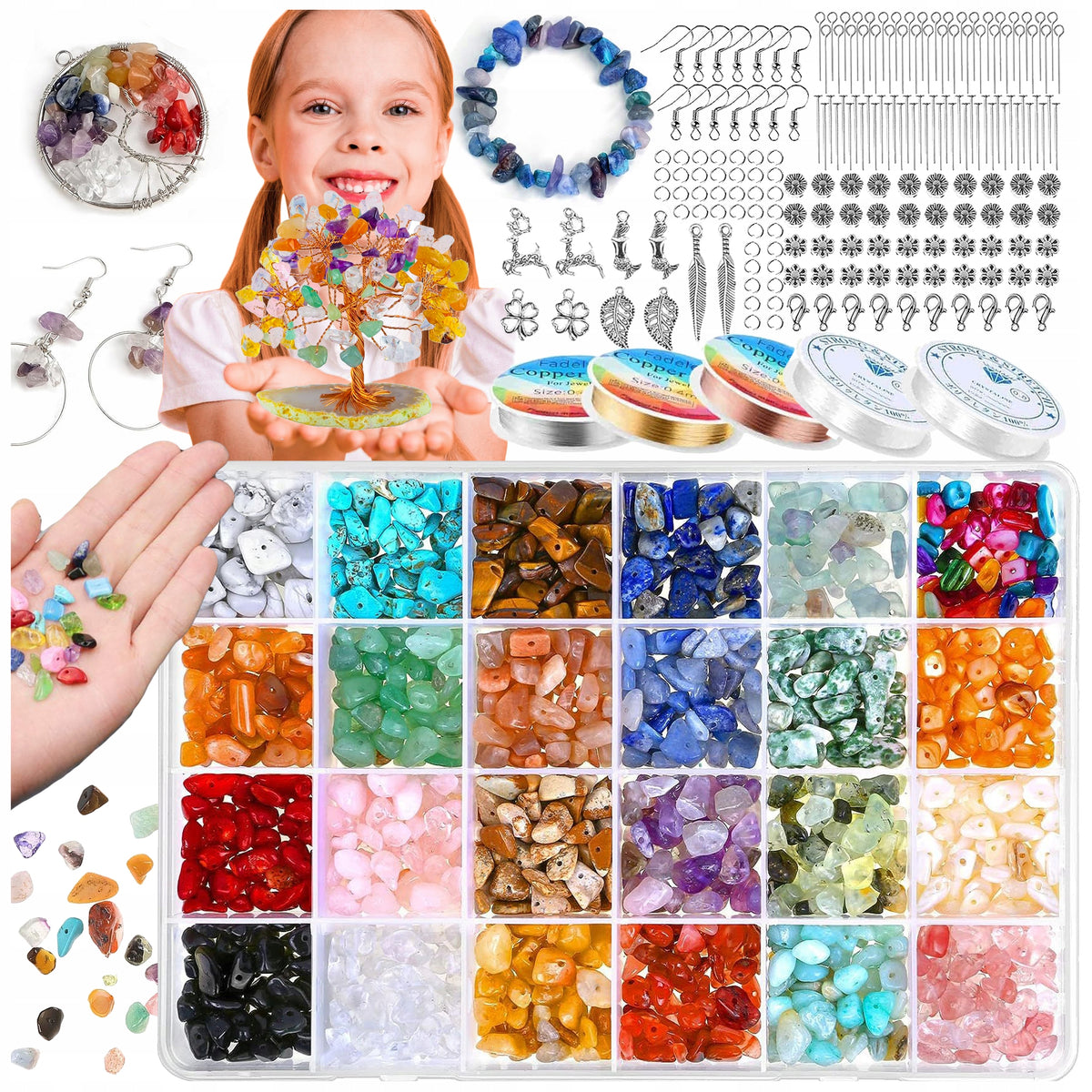 SET OF BEADS FOR MAKING JEWELRY BRACELETS WITH STONES 1203EL GIFT