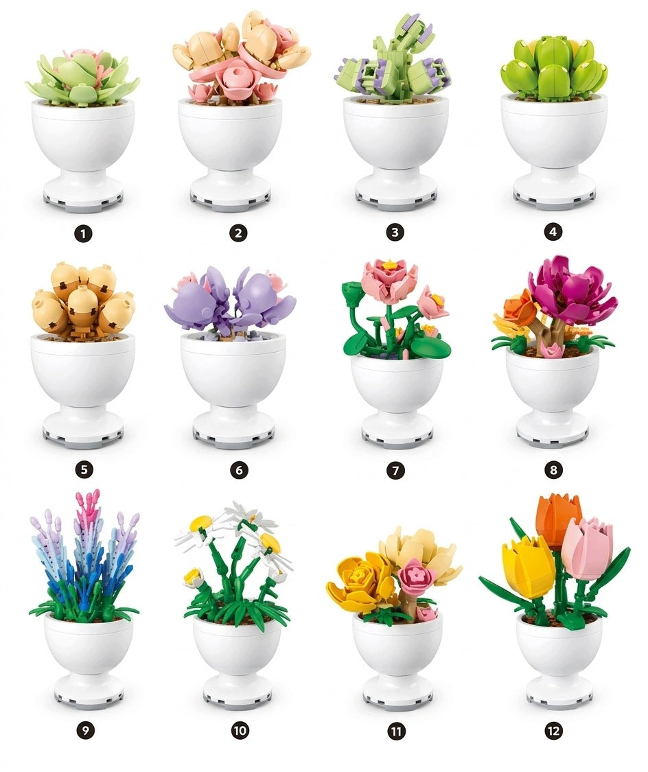 SET OF BLOCKS BUILDING BLOCKS FLOWERS IN A POT COLLECTION SLUBAN Packaging status original