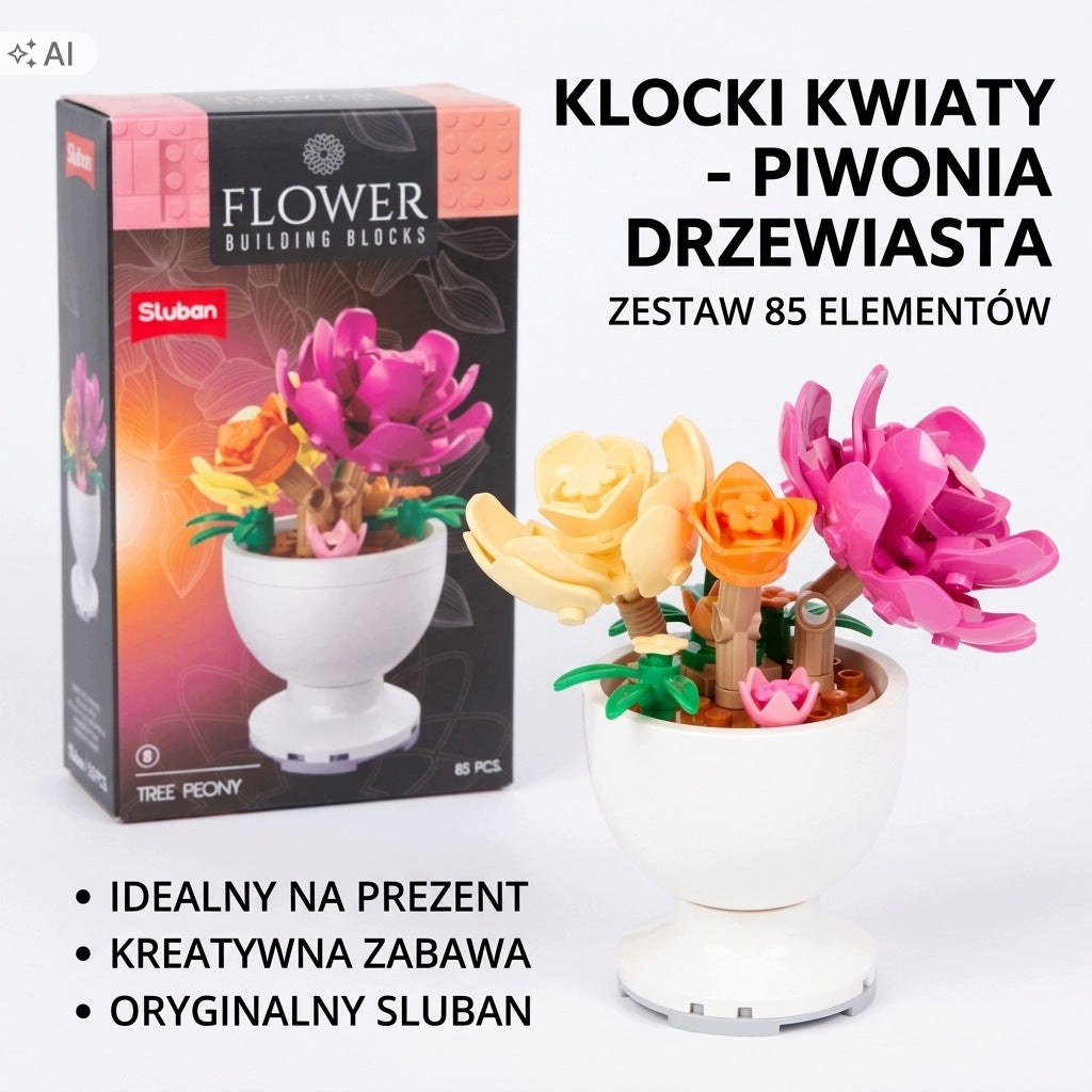 SET OF BLOCKS BUILDING BLOCKS FLOWERS IN A POT COLLECTION SLUBAN