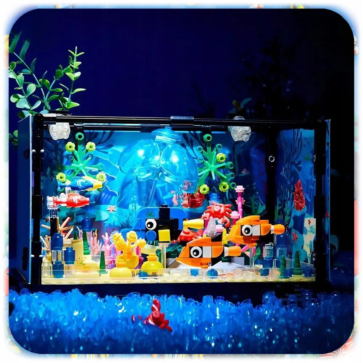 SET OF BUILDING BLOCKS COLORFUL AQUARIUM LED 725EL PLANTS FISH JELLYFISH Brand no brand